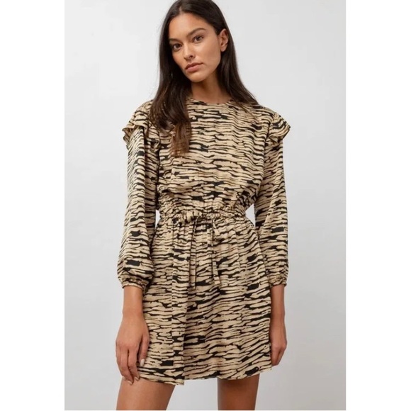 NWT RAILS Ora Ruffle Long Sleeve Minidress In Canyon - Picture 2 of 11